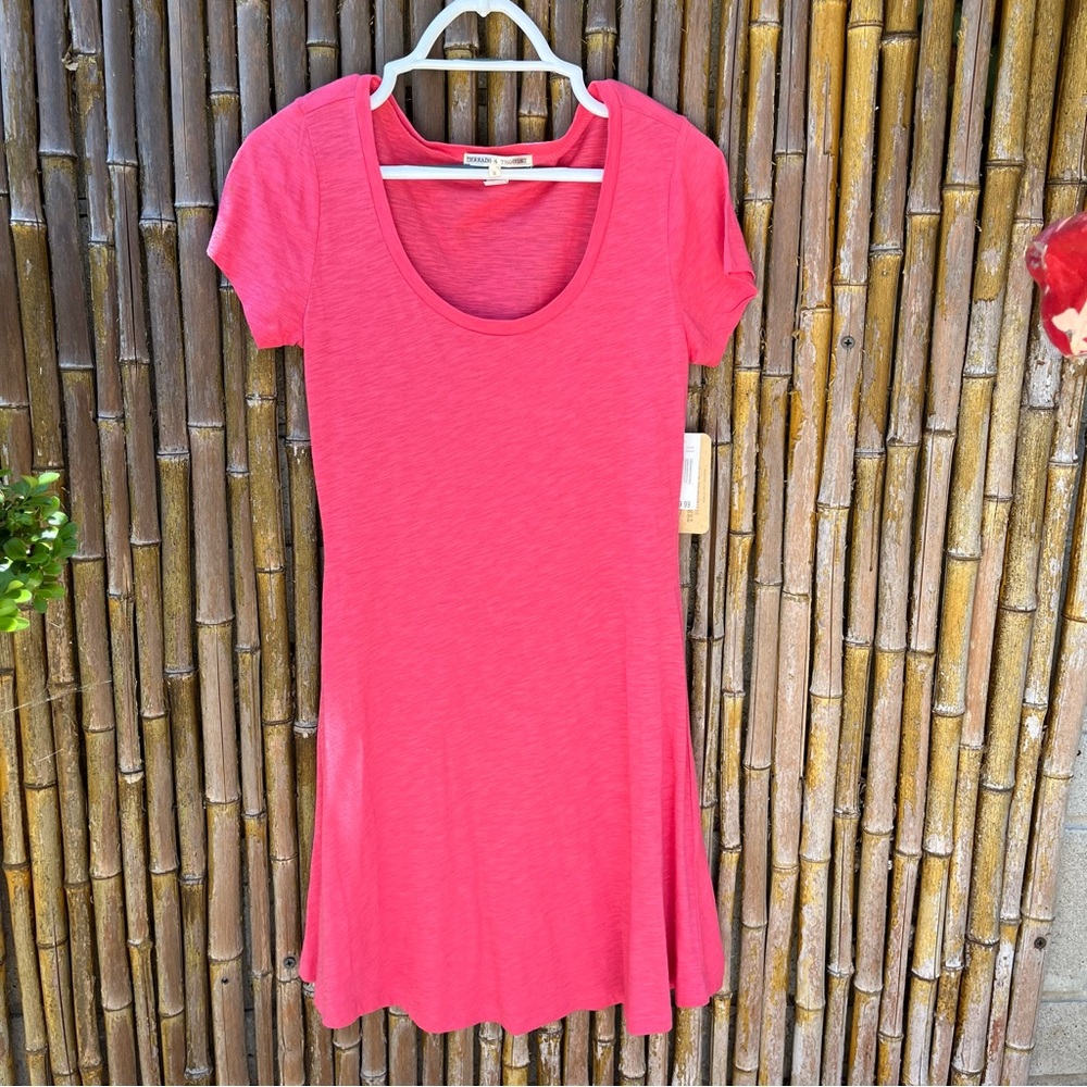 NWT Threads 4 Thought Organic Cotton Shirt Mini Dress in Cherise